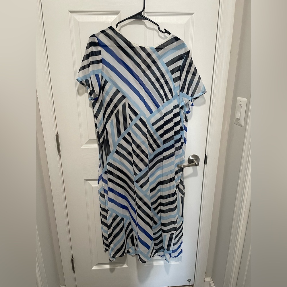 CALVIN KLEIN Sheer Diagonal Print Dress XL